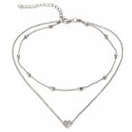 Fako Bijoux - Ketting - Dubbele Choker Layer - Hartje -, Verzenden