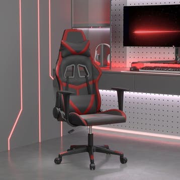 vidaXL Massage gamestoel kunstleer zwart en wijnrood, Verzenden