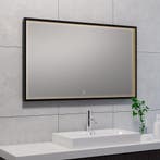 LED Spiegel 100x60cm 30W Mat Zwart | Dimbaar Verwarmd Touch, Huis en Inrichting, Woonaccessoires | Spiegels, Verzenden, Nieuw