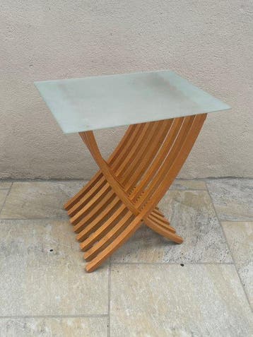 Bijzettafel - Hout, Glas