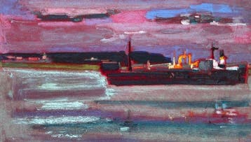 Véronique Vermeil (1938-2017). - Bateau au Havre. (sans prix