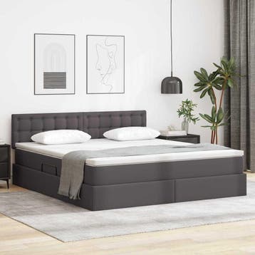 vidaXL Opslag bed met matras met opslag Grijs 160 x 200 cm, Huis en Inrichting, Slaapkamer | Bedden, Verzenden, Nieuw