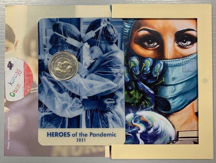 Malta. 2 Euro 2021 Heroes of the pandemic (Zonder, Timbres & Monnaies, Monnaies | Europe | Monnaies non-euro