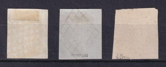 France 1849/1850 - Cérès 1ere série, N°3, 4 et 5 oblitérés, Postzegels en Munten, Postzegels | Europa | Frankrijk