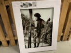 Veiling - Retro glas schilderij 60x80 ski stok dame, Nieuw