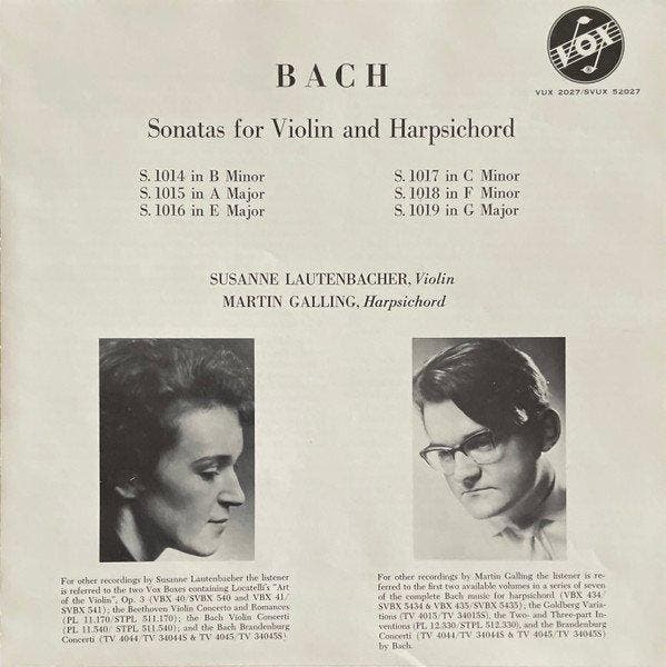 Susanne Lautenbacher, Martin Galling  - J.S. Bach –, CD & DVD, Vinyles Singles