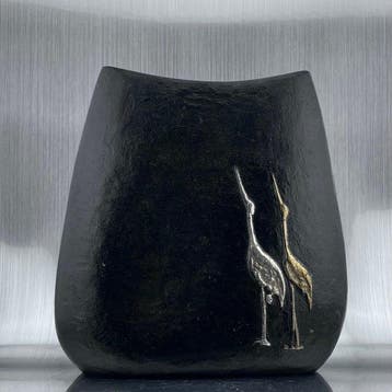 Vase - Bronze - Japon - Motif de la grue et de la tortue