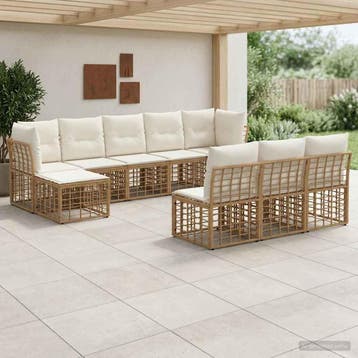 vidaXL Buiten bank set Natuurlijk en Crème Wit Polyester, Verzenden, Nieuw
