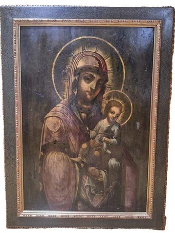 Europese school (XIX) - Virgen con niño, Antiek en Kunst