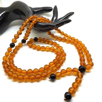 Oude Baltische barnsteen mala-ketting met 108 kralen van 8,5