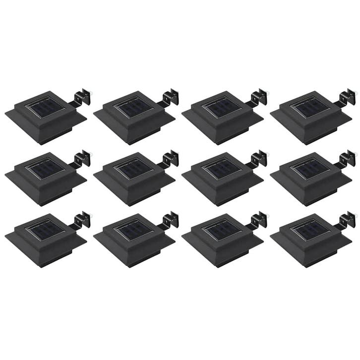 vidaXL Solarlampen 12 st LED vierkant 12 cm zwart, Tuin en Terras, Buitenverlichting, Nieuw, Verzenden