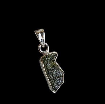 Moldaviet moldavite solid silver pendant - Hoogte: 2.7 cm -