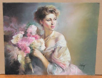 Domingo Alvarez Gomez (1942) - La Dame aux fleurs - NO