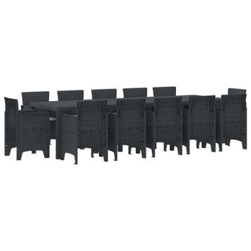vidaXL Tuin Eettafel Set 13 st Antraciet Synthetisch riet, Verzenden, Nieuw
