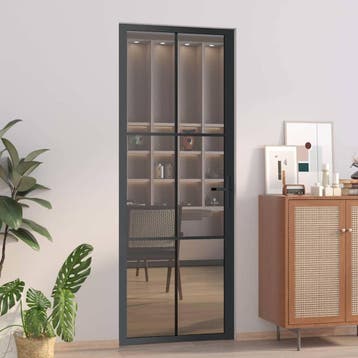 vidaXL Binnendeur 76x201,5 cm ESG-glas en aluminium zwart, Verzenden