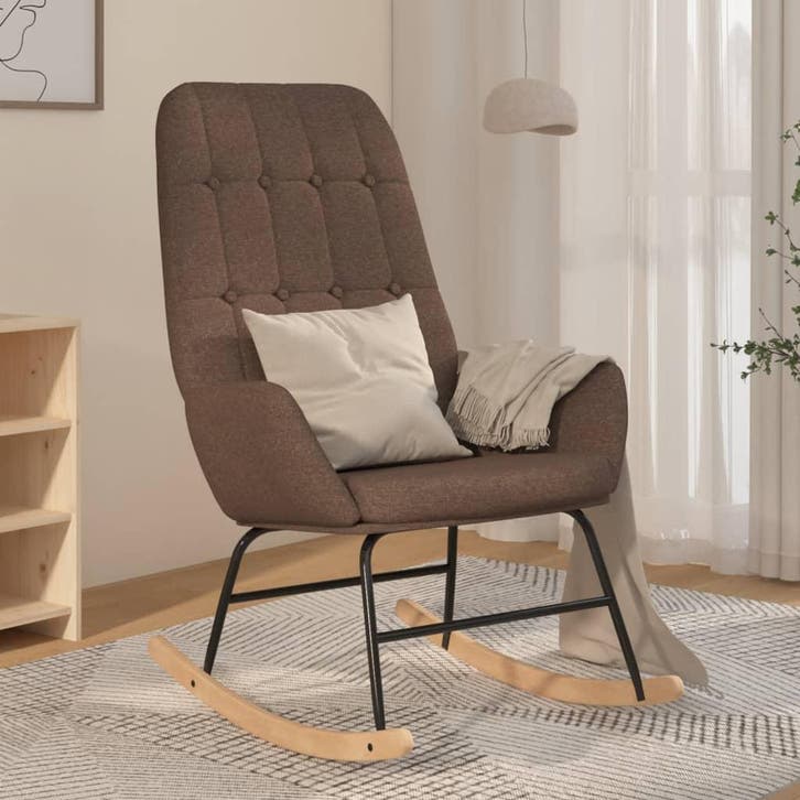 vidaXL Schommelstoel stof taupe, Maison & Meubles, Chaises, Envoi