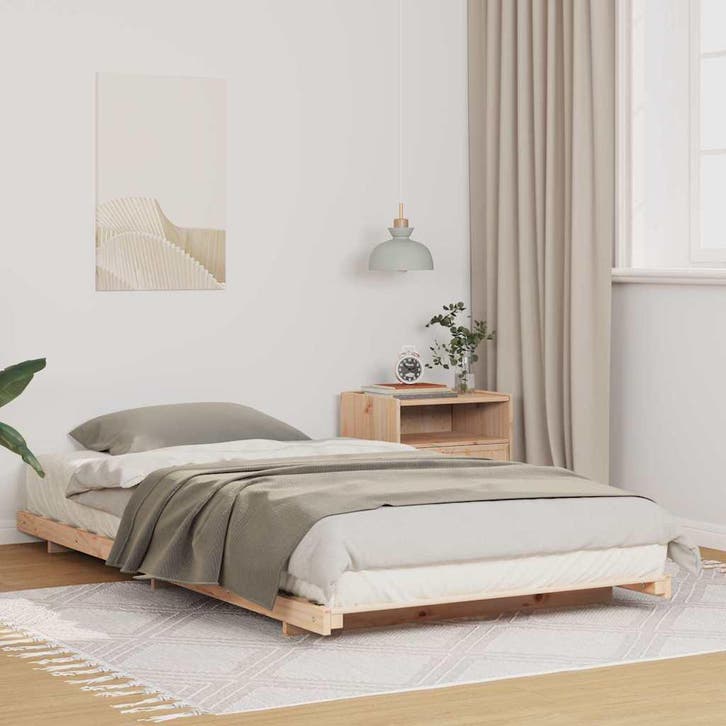 vidaXL Bedframe Bruin 100 x 220 cm Massief grenenhout, Huis en Inrichting, Slaapkamer | Bedden, Nieuw, Verzenden