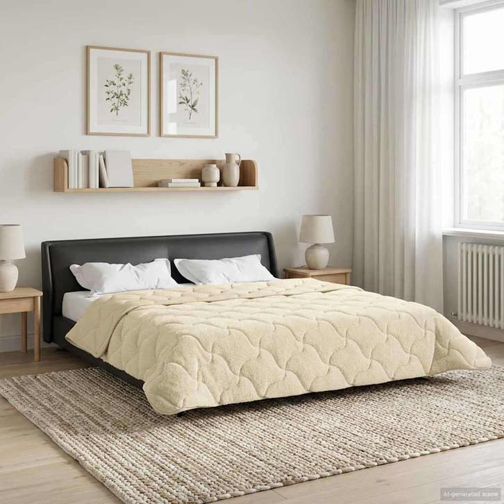 vidaXL Zomer Deken Crème 200 x 200 cm Microvezel en Teddy, Huis en Inrichting, Slaapkamer | Beddengoed, Nieuw, Verzenden