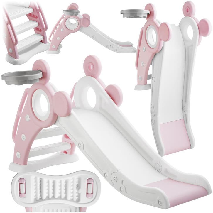 Kinderglijbaan Joy, met basketbalring, inklapbaar - roze, Enfants & Bébés, Jouets | Extérieur | Aires de jeux, Envoi