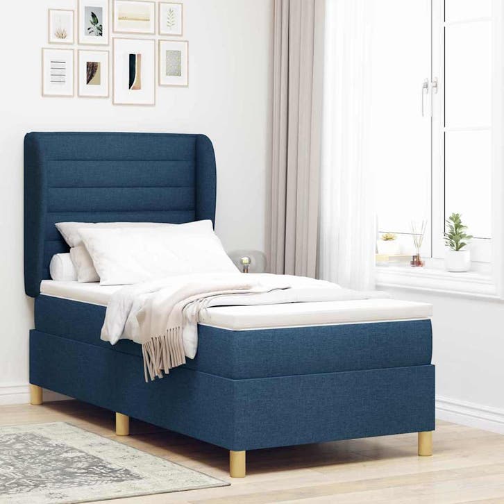 vidaXL Boxspring bed met matras met hoofdeinde Blauw 190 x, Maison & Meubles, Chambre à coucher | Lits, Envoi