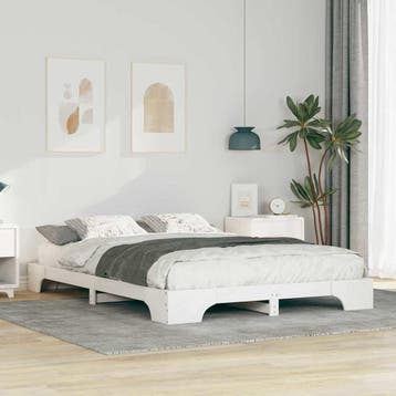 vidaXL Bedframe Wit 140 x 210 cm Massief grenenhout, Huis en Inrichting, Slaapkamer | Bedden, Verzenden, Nieuw