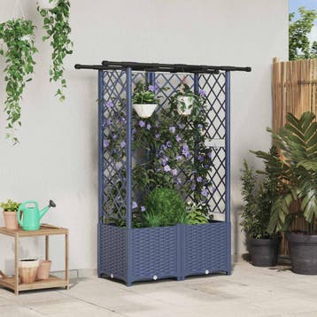 vidaXL Verhoogd Bed met Trellis en Dak Grijs 124 x 40 x 136, Verzenden, Nieuw