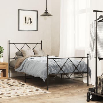 vidaXL Bedframe met hoofd- en voeteneinde metaal zwart, Verzenden, Nieuw