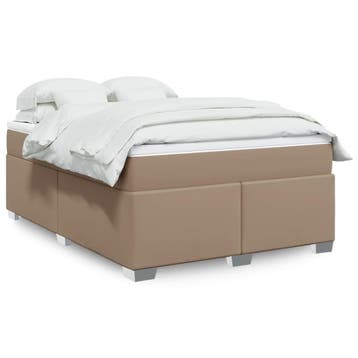 vidaXL Boxspring met matras kunstleer cappuccinokleurig, Verzenden
