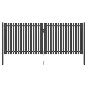 vidaXL Tuinhekpoort staal 400x125 cm antraciet, Tuin en Terras, Verzenden, Nieuw