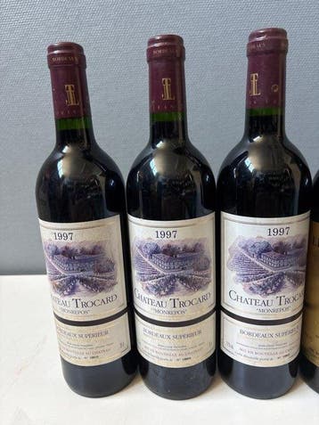 1997 x 3 Chateau Trocard, 1983 x 2 Le Louvetier & 1996, Verzamelen, Wijnen, Nieuw