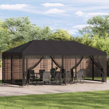 vidaXL Paviljoen met zijwanden 6 x 3 m Antracietkleurig, Verzenden
