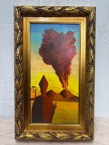 Bruno Improta (XX) - San Gennaro con Vesuvio in eruzione