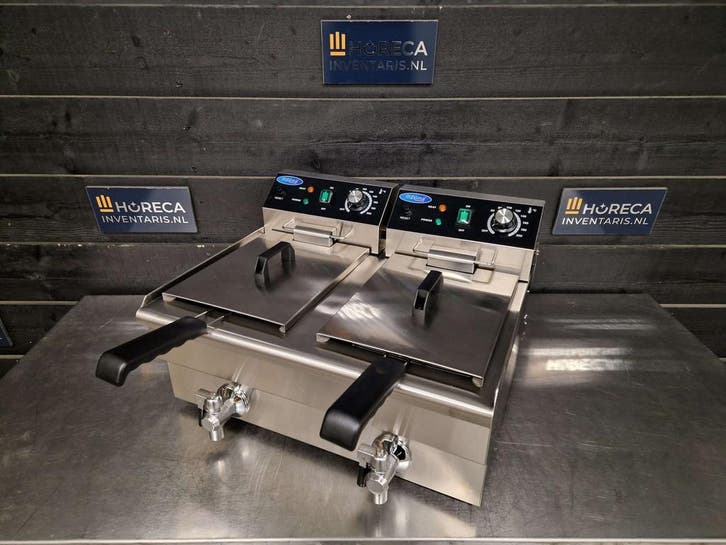 Friteuse | Maxima | met Tapkraan | 2x10 L | 230V | horeca, Articles professionnels, Horeca | Équipement de cuisine