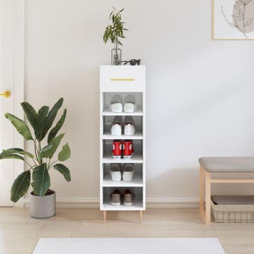 vidaXL Schoenenkast 30x35x105 cm bewerkt hout hoogglans wit, Verzenden