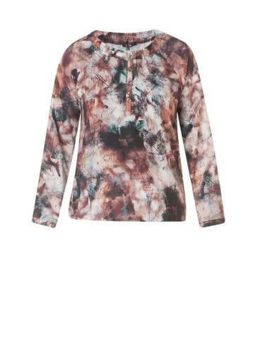 Blouse Yesta print smok hals maat 46, Vêtements | Femmes, Verzenden
