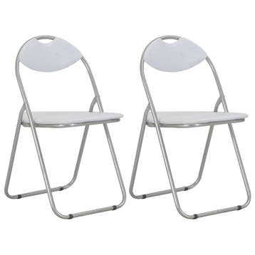 vidaXL Opklapbare stoelen, 2 stuks, wit kunstleer, Huis en Inrichting, Verzenden, Nieuw