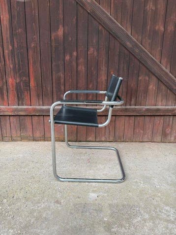 Stoel - Staal, Leder, Chroom - Freischwingerstoelen