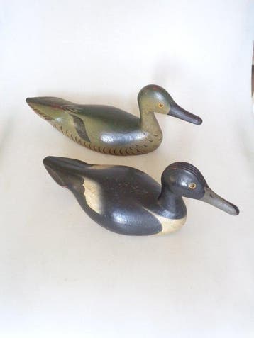 Appelant canard (2) - bois peint, Antiquités & Art