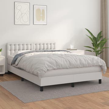 vidaXL Boxspring met matras kunstleer wit 140x200 cm, Verzenden, Nieuw