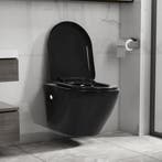 vidaXL Hangend toilet randloos keramiek zwart, Verzenden, Nieuw