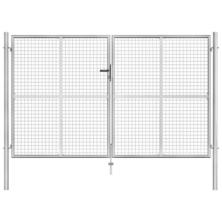 vidaXL Poort 306x200 cm gegalvaniseerd staal zilverkleurig, Tuin en Terras, Tuinpoorten, Nieuw, Verzenden