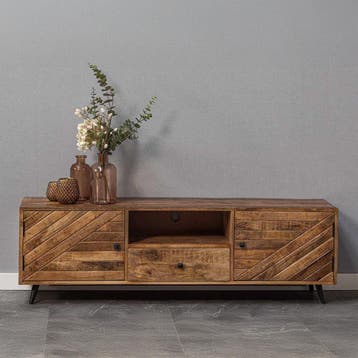Tv-meubel Mangohout Fiona 120 cm, Maison & Meubles, Verzenden