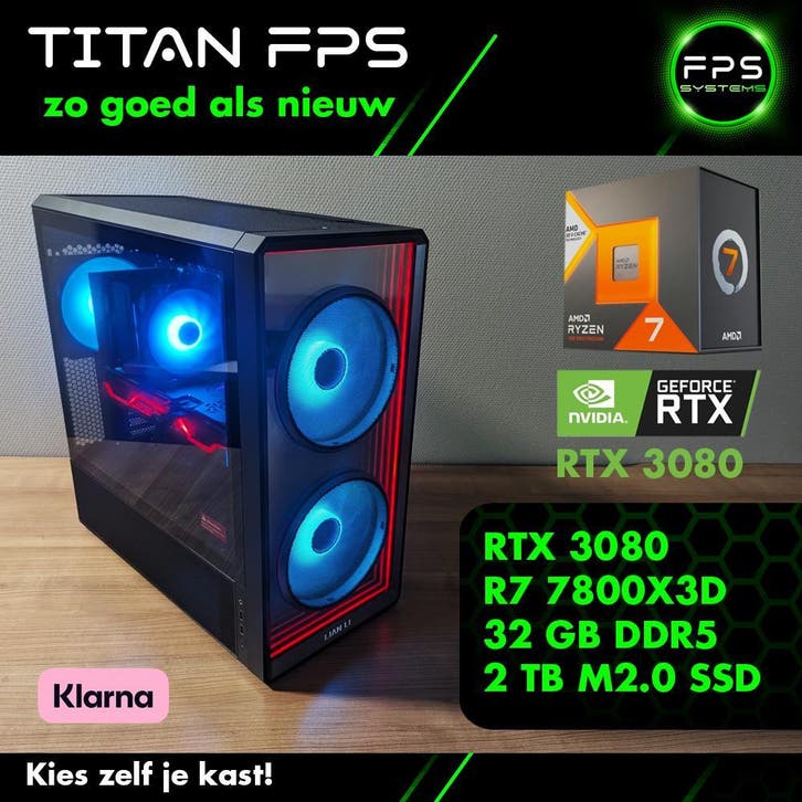 Game PC ryzen 7 7800X3D – RTX 3080 – 32GB – 2 TB m2.0 SSD, Computers en Software, Desktop Pc's, 4 Ghz of meer, SSD, Met videokaart