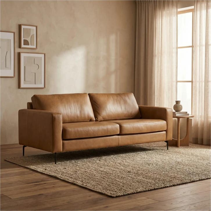 Leren bank Match - 3 zits - Granada Sahara (cognac) - Poten, Huis en Inrichting, Zetels | Zetels, 200 tot 250 cm, 75 tot 100 cm
