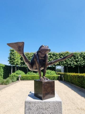 Figurine - Beeldje - Jumping frog - NO RP - Brons - Bronze