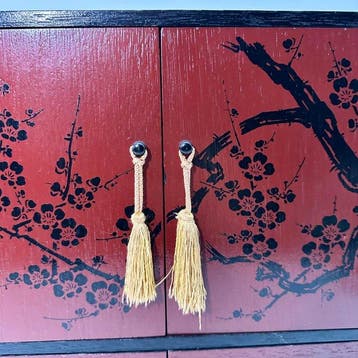 Japanse Ko-dansu-kast met pruimenbloesemmotief - Hout -