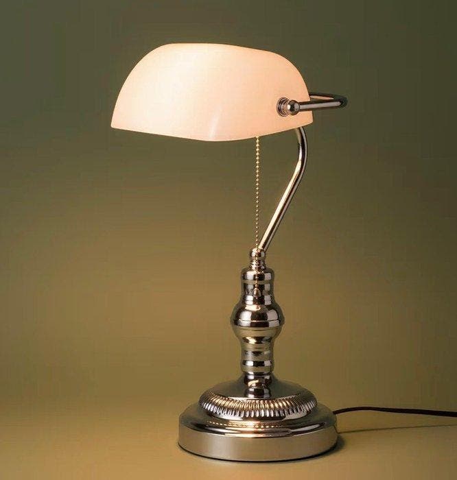 Banker Lamp Vintage - Lampe de bureau - Cristal, Laiton,, Antiquités & Art, Curiosités & Brocante