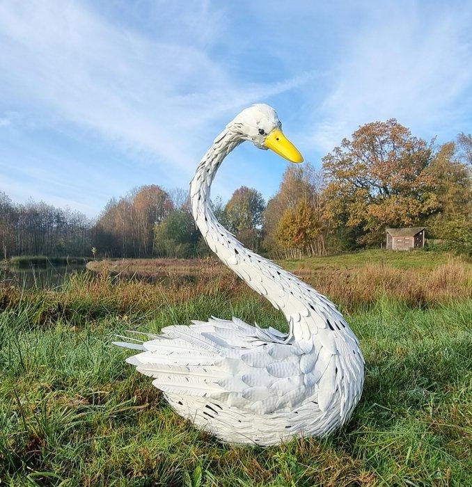 Figuur - Lifelike swan - IJzer, Antiquités & Art, Curiosités & Brocante