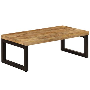 vidaXL Salontafel 100x50x35 cm massief mangohout en staal, Verzenden, Nieuw