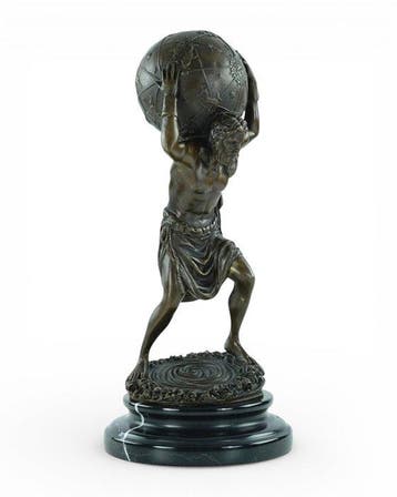 Aldo Vitaleh - sculptuur, Atlas Holding the World - 32 cm -
